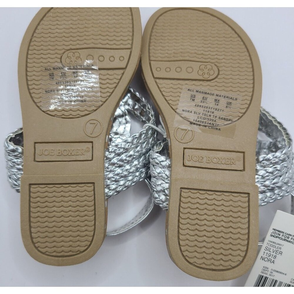 Girls Toddler Silver Piper Sandal sz 7 Quilted Joe Boxer Hook Loop fastening New - Picture 4 of 6